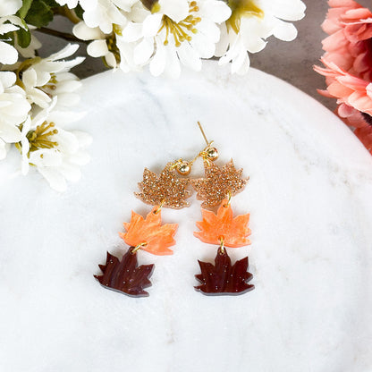 Fall Maple Leaf Dangle Acrylic Earrings