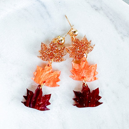 Fall Maple Leaf Dangle Acrylic Earrings