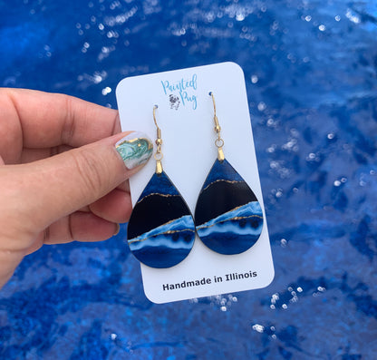 Blue and Gold Teardrop Earrings – The Original Viral Pair, Handmade in the USA