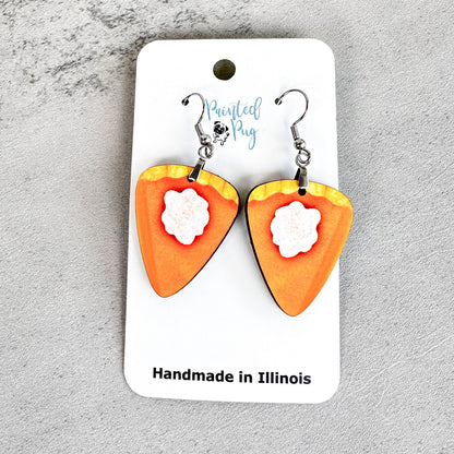 Handmade Pumpkin Pie Earrings – Cute Fall Jewelry with Stainless Steel Earwires