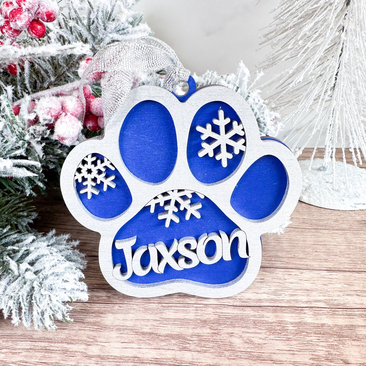 Personalized Paw Print Ornament – Custom Pet Name Christmas Gift