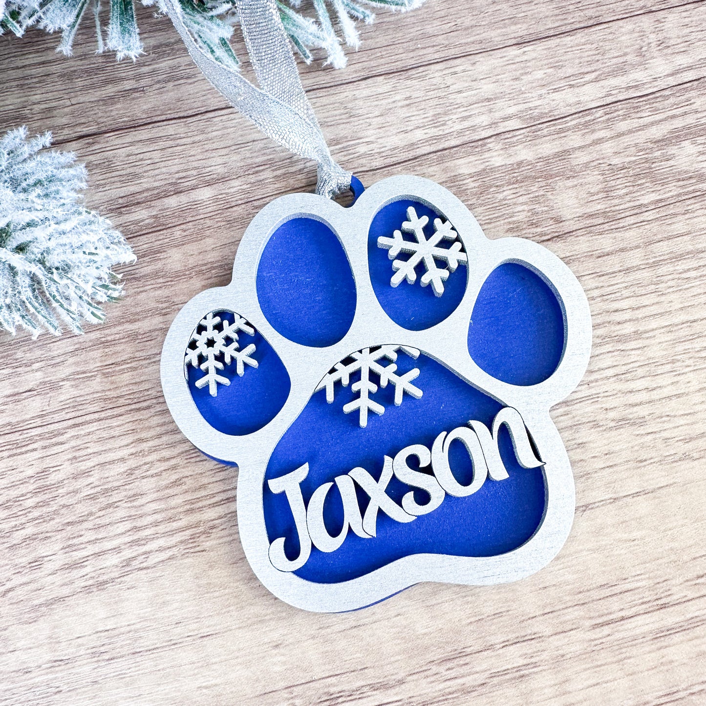 Personalized Paw Print Ornament – Custom Pet Name Christmas Gift