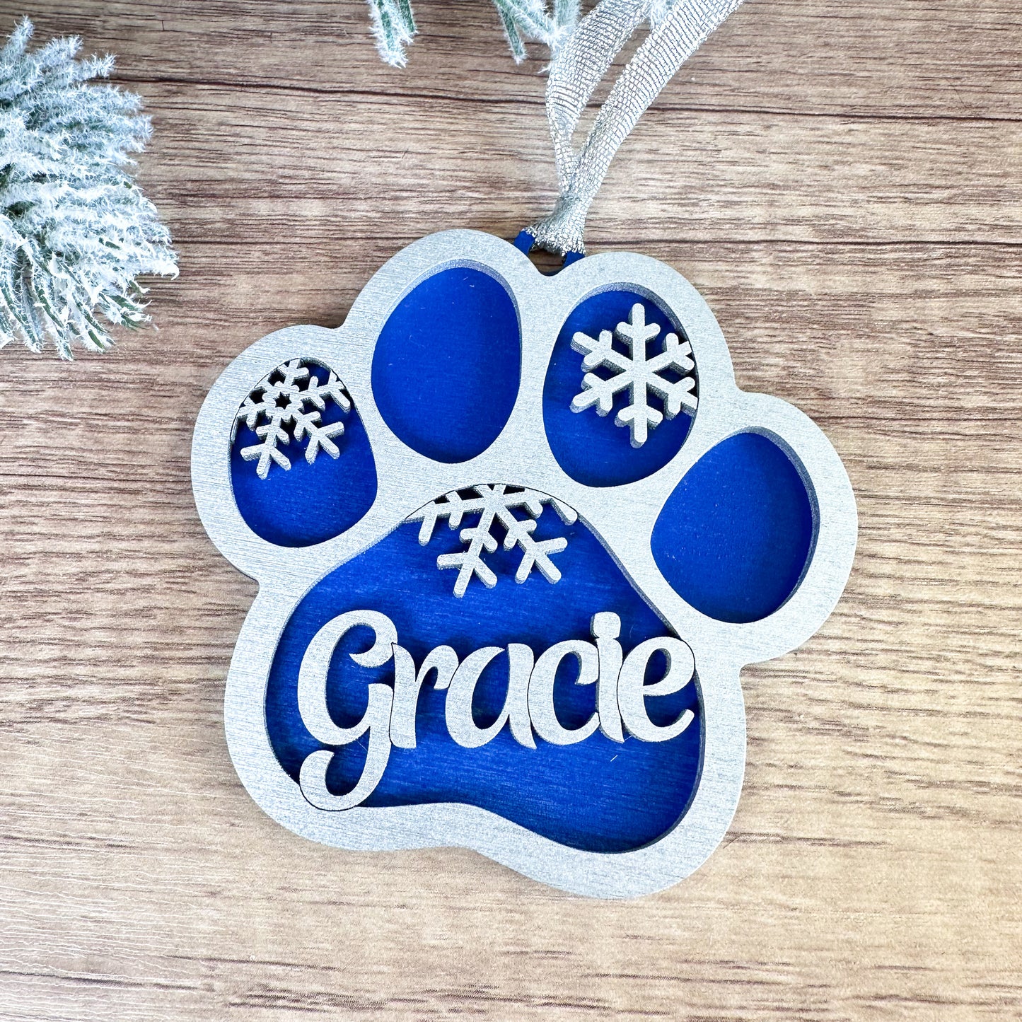 Personalized Paw Print Ornament – Custom Pet Name Christmas Gift