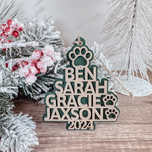 Personalized Name Stack Christmas Tree Ornament