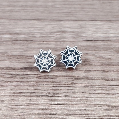 Spider Web Shaped Fall Halloween Stud Earrings – Perfect Festive Accessory for Spooky Style