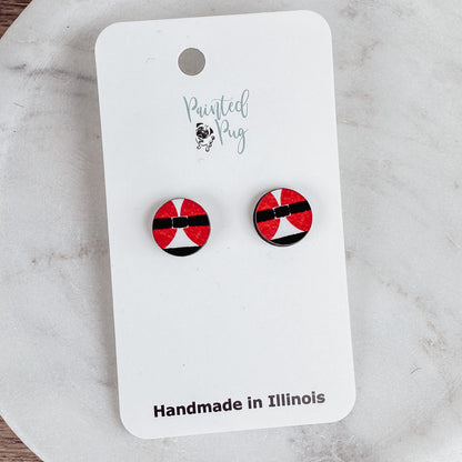 Christmas Stud Earrings Set - Santa Suit & Iridescent Christmas Tree