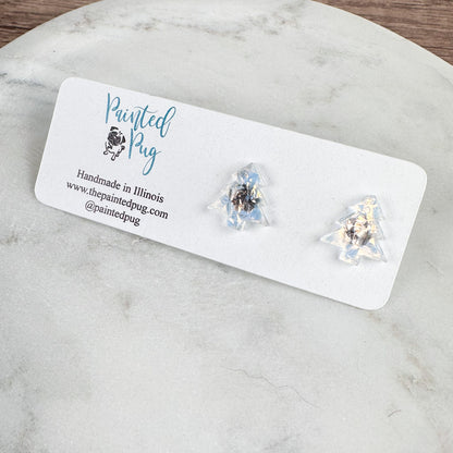 Iridescent Acrylic Christmas Tree Stud Earrings