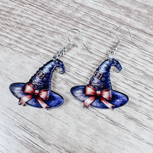 Cute Witch Hat Halloween Acrylic Earrings - Fun and Festive Jewelry for Halloween