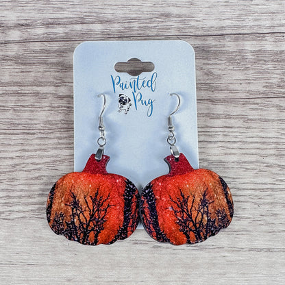 Pumpkin Earrings - Spooky Forest Fall Dangle Earrings