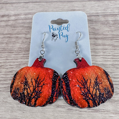 Pumpkin Earrings - Spooky Forest Fall Dangle Earrings