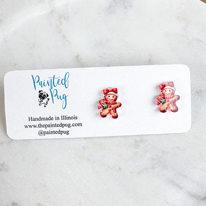 Gingerbread Girl Stud Earrings – Festive Holiday Jewelry