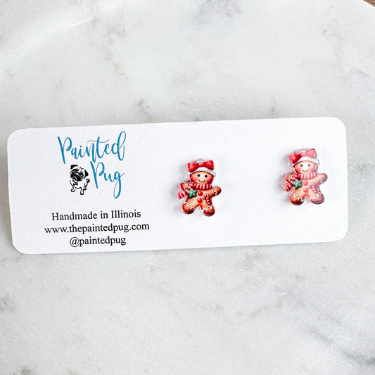Gingerbread Girl Stud Earrings – Festive Holiday Jewelry