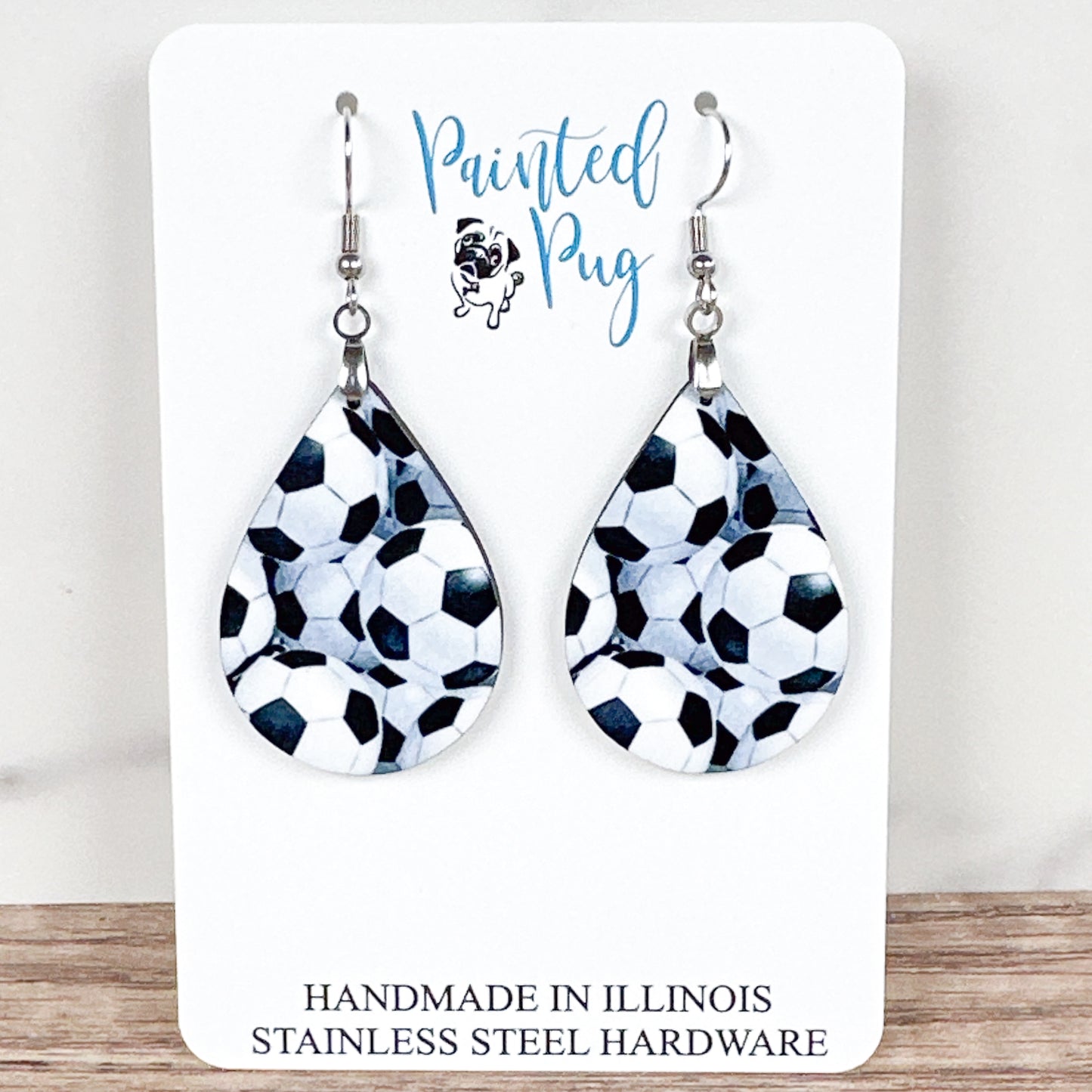 Soccer Ball Teardrop Earrings – Sports Print Dangle Earrings