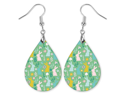 Green Easter Bunnies Dangle Earrings for Women