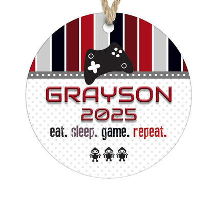 Personalized gamer ornament red and black