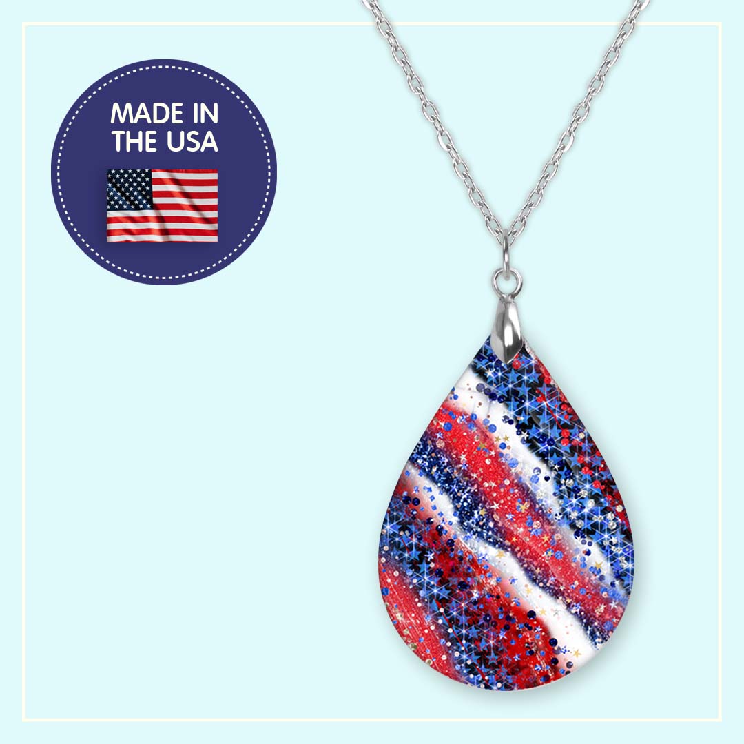 Red White Blue Patriotic Pendant Necklace
