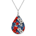 Red White Blue Rose Pendant Necklace – Patriotic Floral Teardrop