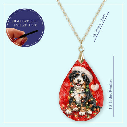 18 inch chain length guide for the Bernedoodle Christmas Lights teardrop pendant necklace