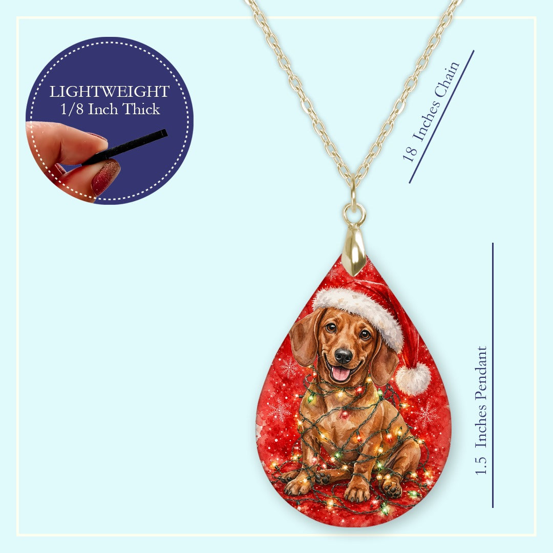 18 inch chain length guide for the Dachshund Christmas Lights teardrop pendant necklace