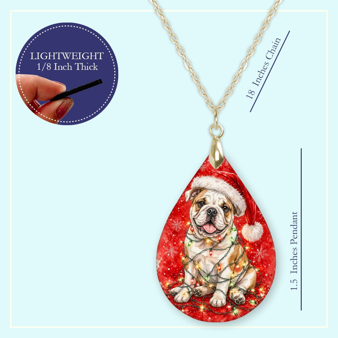18 inch chain length guide for the Bulldog Christmas Lights teardrop pendant necklace