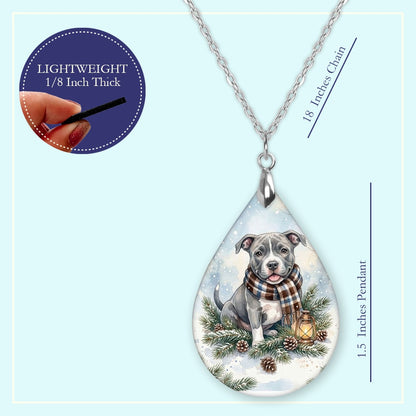 18 inch chain length guide for the Pitbull Winter Woodland teardrop pendant necklace