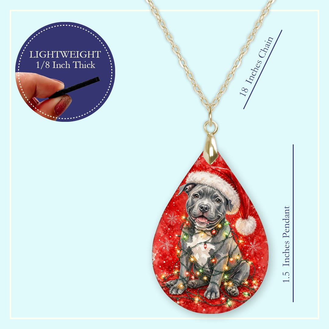 18 inch chain length guide for the Pitbull Christmas Lights teardrop pendant necklace