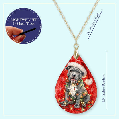 18 inch chain length guide for the Pitbull Christmas Lights teardrop pendant necklace