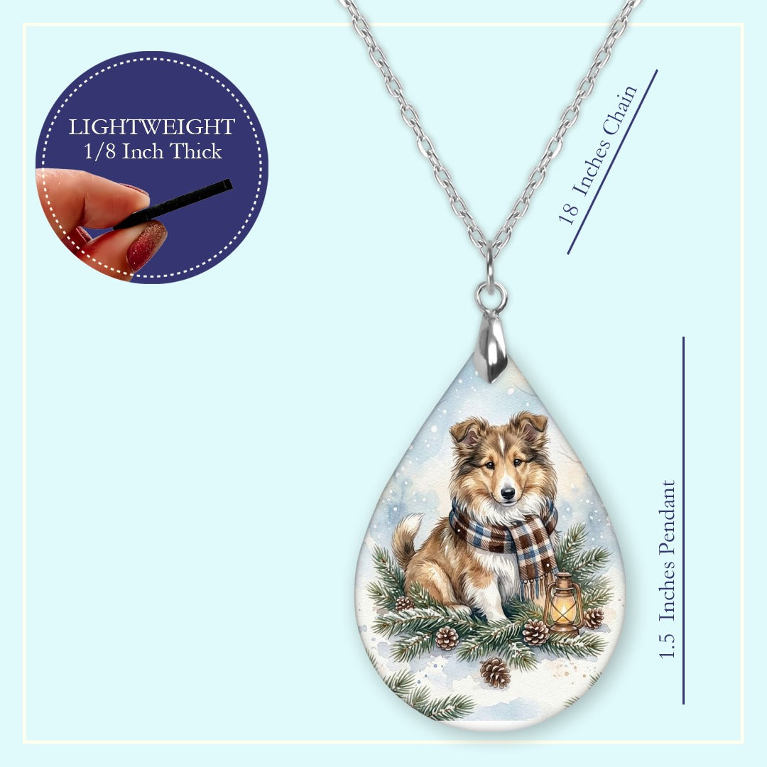 18 inch chain length guide for the Collie Winter Woodland teardrop pendant necklace