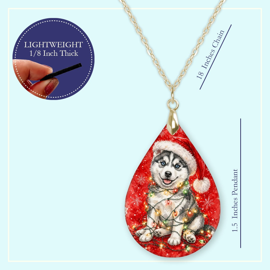 18 inch chain length guide for the Husky Christmas Lights teardrop pendant necklace