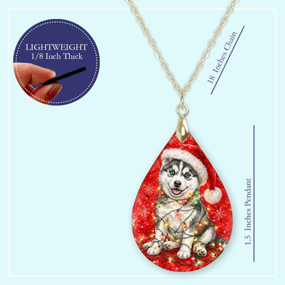 18 inch chain length guide for the Husky Christmas Lights teardrop pendant necklace