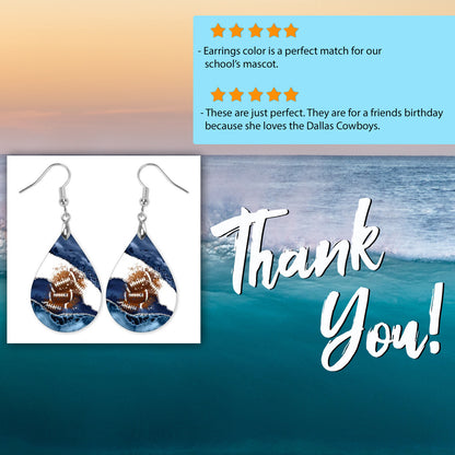 Navy Silver Football Gameday Teardrop Earrings