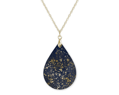 Navy Gold Teardrop Shape Necklace
