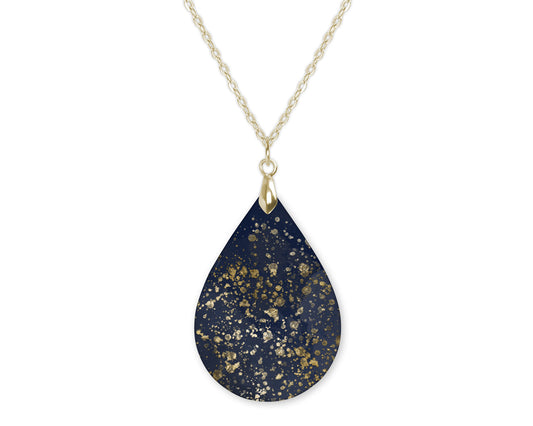 Navy Gold Teardrop Shape Necklace