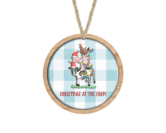 Christmas at the Farm cow with lights ornament