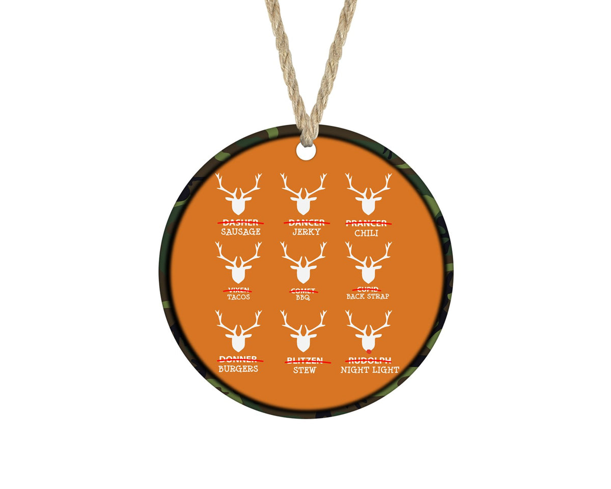 Funny deer jerky chart hunting Christmas ornament