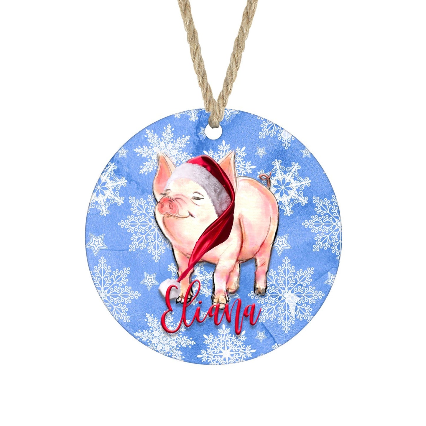 Personalized pig Christmas ornament with custom name