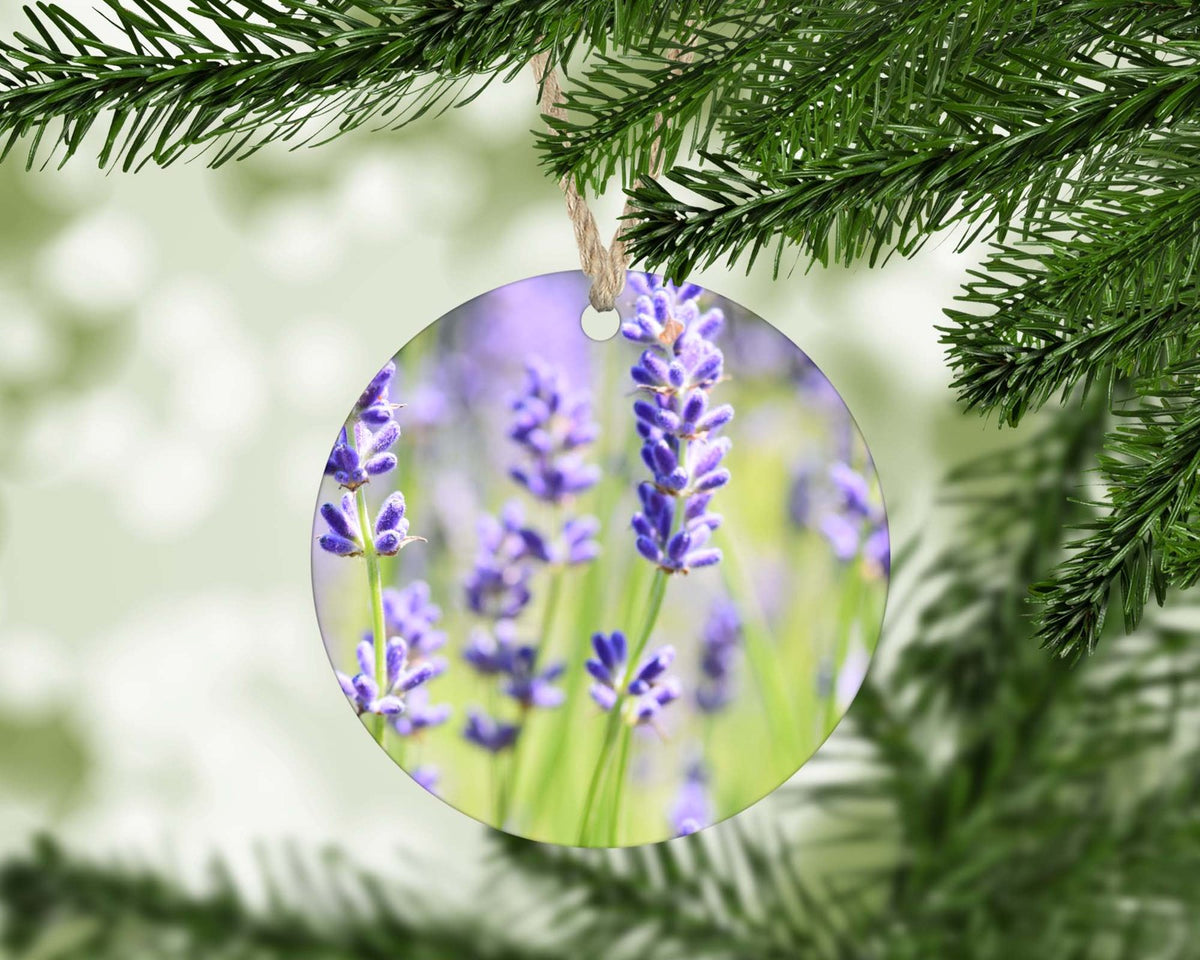 Lavender field botanical Christmas ornament