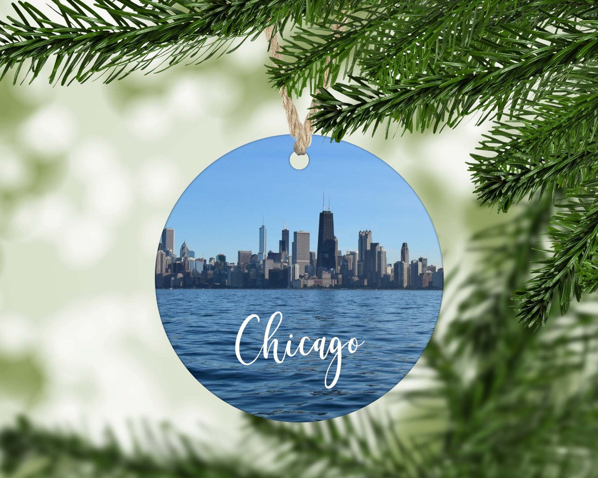 Chicago skyline Lake Michigan Christmas ornament