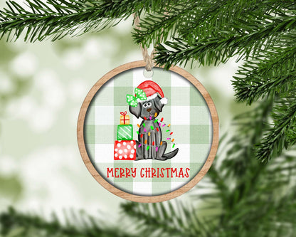Personalized black lab girl Christmas ornament