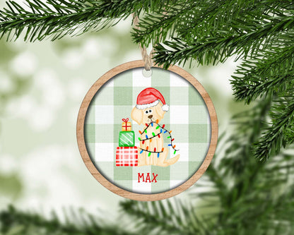 Personalized yellow lab boy Christmas ornament