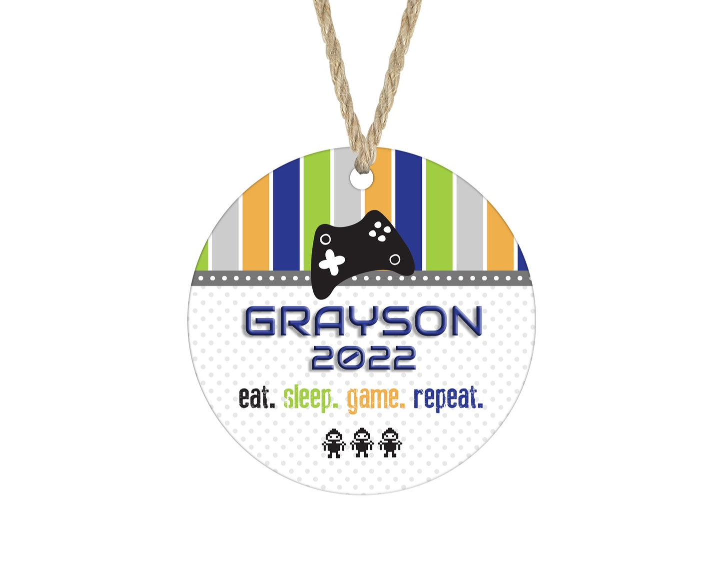 Personalized gamer ornament blue and green