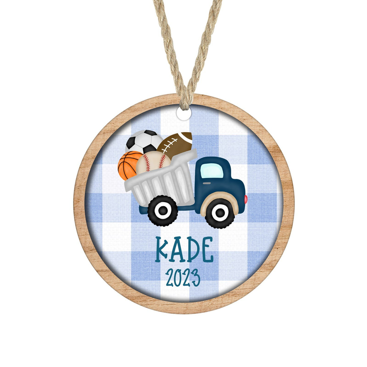 Personalized sports truck kids Christmas ornament