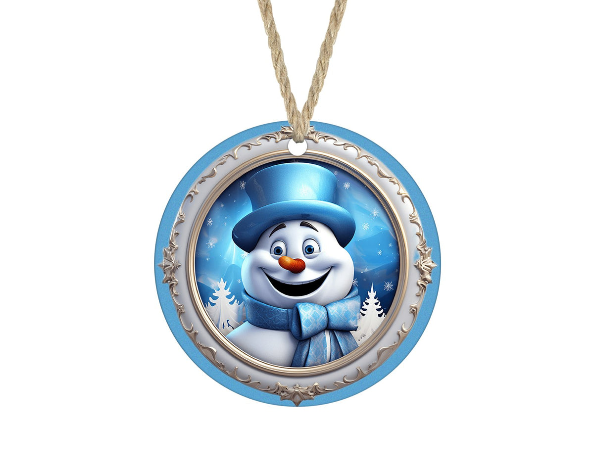 Blue snowman winter Christmas ornament