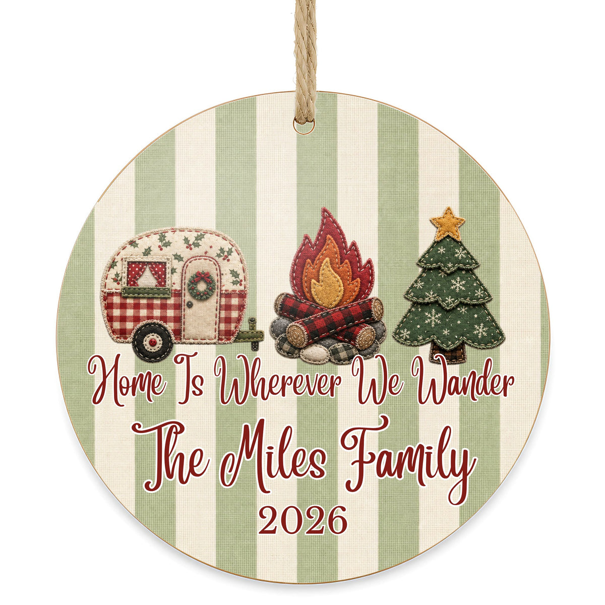 Personalized Camper Ornament on white
