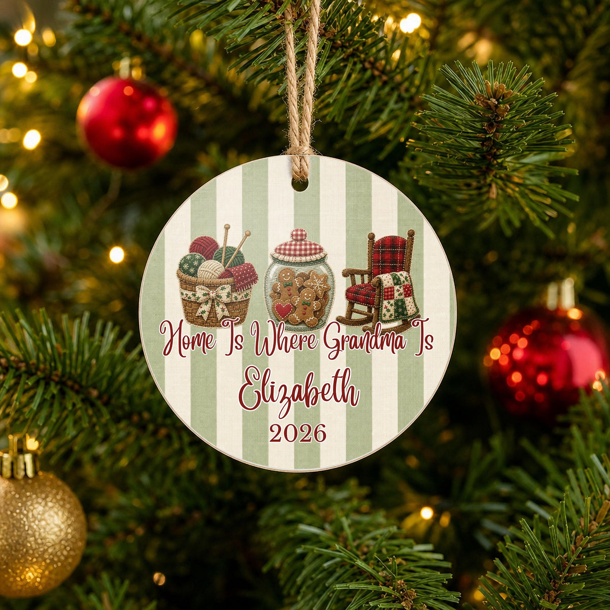 Personalized Grandma Ornament on Christmas tree