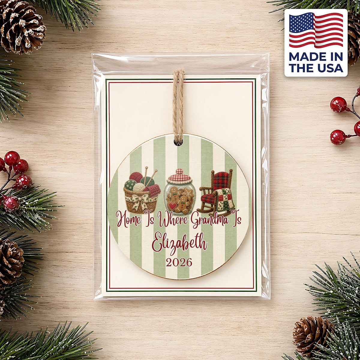 Personalized Grandma Ornament in gift packaging