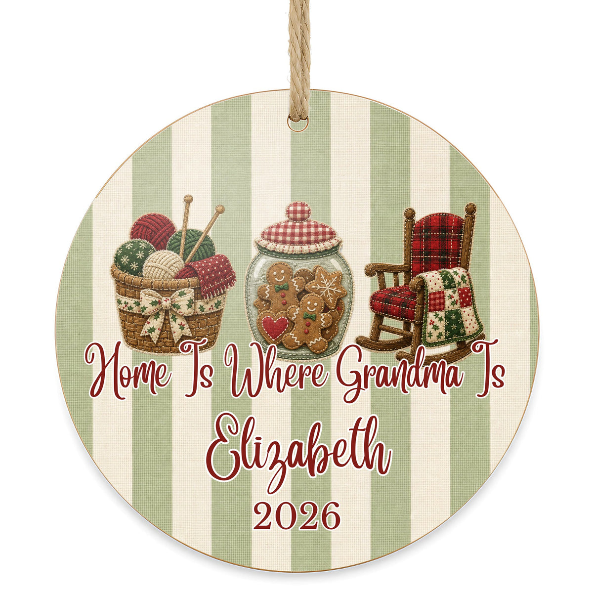 Personalized Grandma Ornament on white