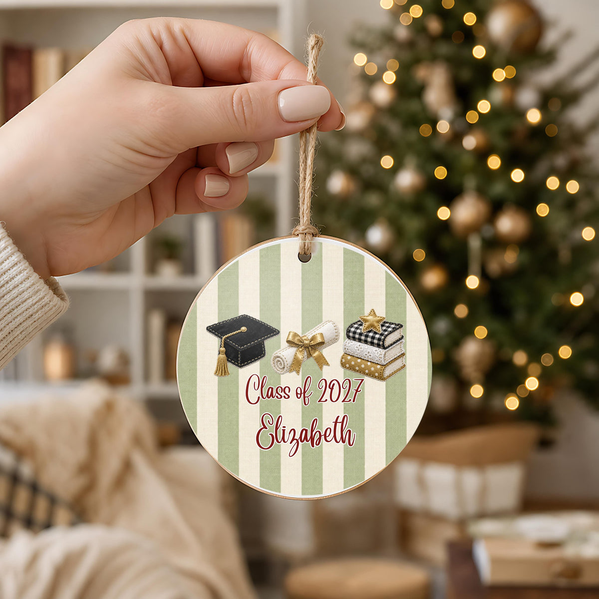 Personalized Graduation Ornament in hand