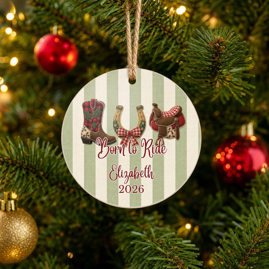 Personalized Horse Lover Ornament on Christmas tree