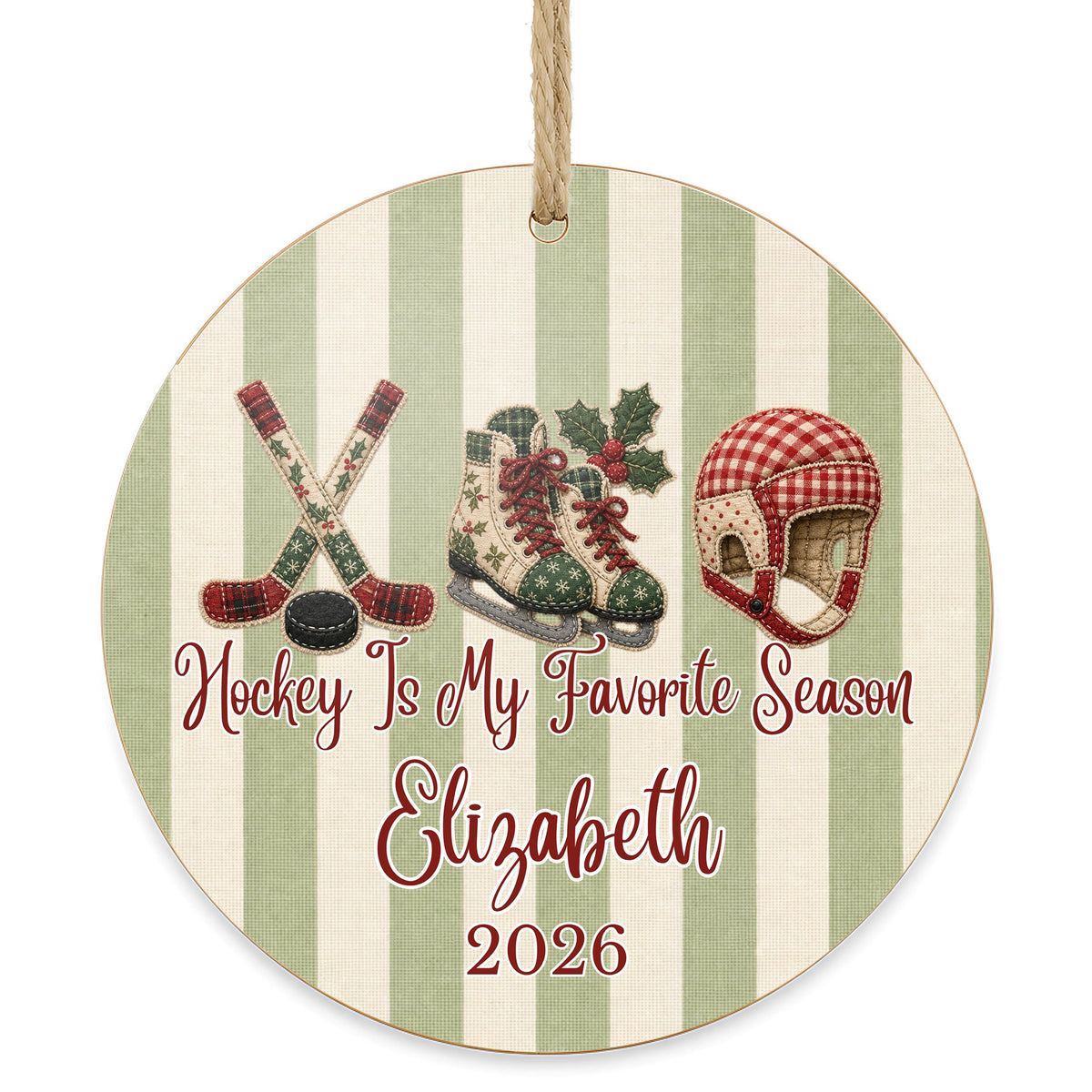 Personalized Hockey Ornament on white